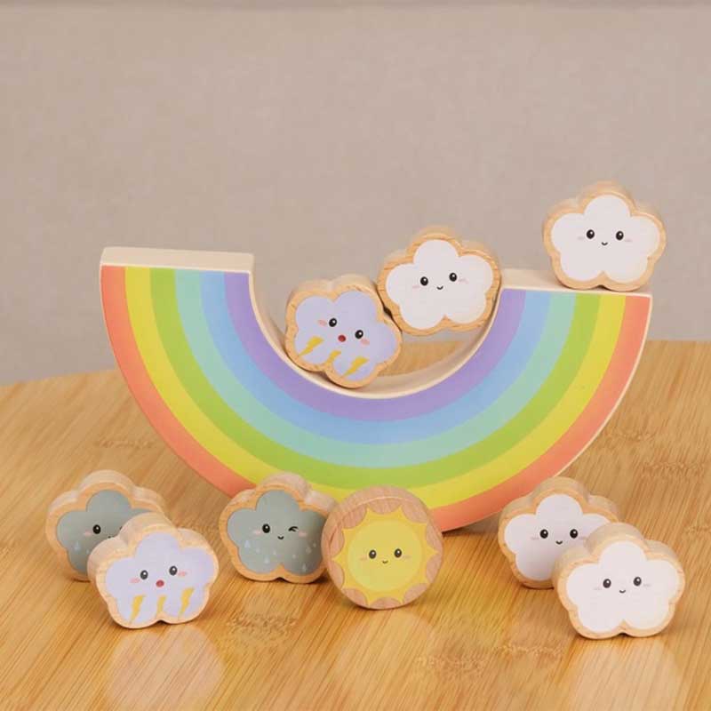 Дървена игра за баланс - цветна дъга Stellina.bg