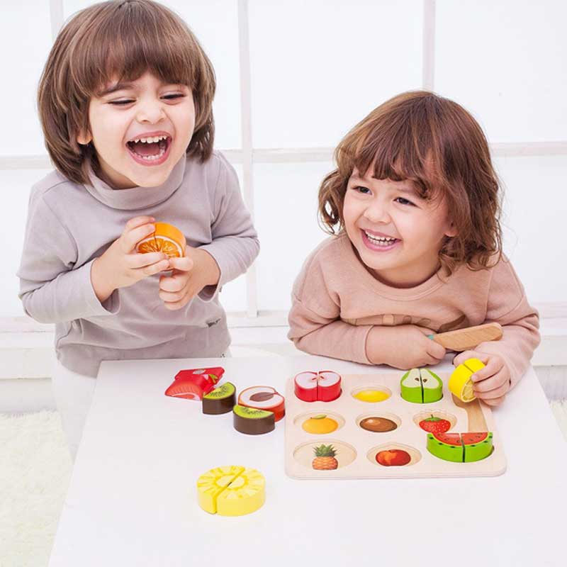 Детски дървен 3D пъзел - рязане на плодове Stellina.bg