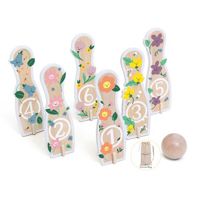 Детски дървен боулинг с цветя Stellina.bg