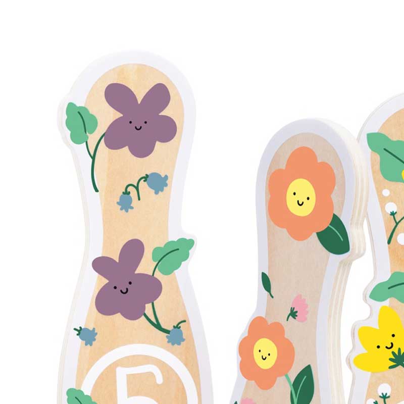 Детски дървен боулинг с цветя Stellina.bg