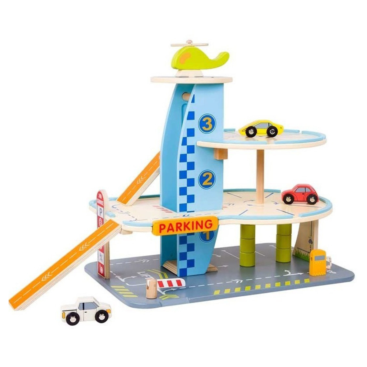 Детски дървен гараж с колички - 3 нива - Stellina.bg