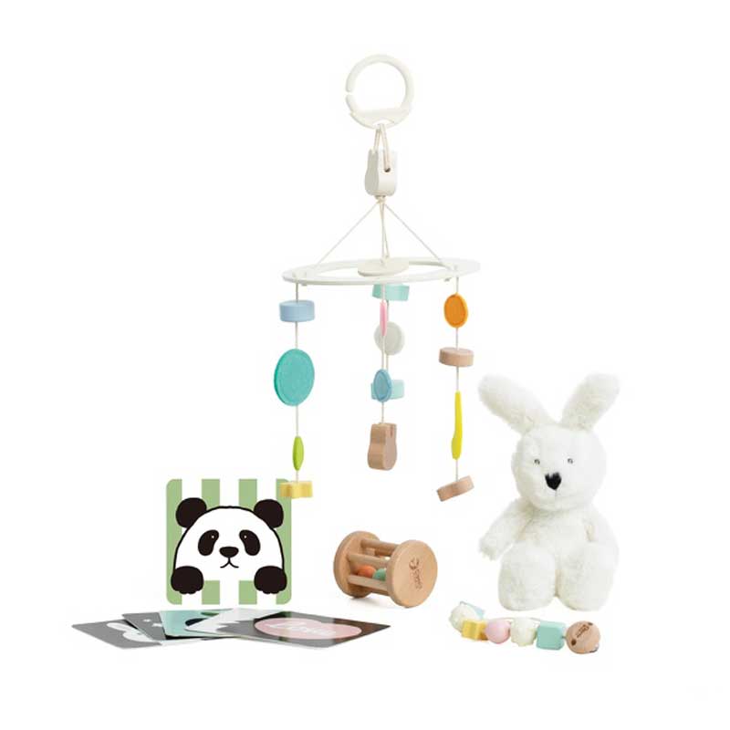 Кутия с дървени играчки за бебета от 0-6 месеца - Stellina.bg
